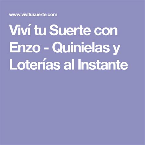 viví tu suerte con enzo loterías de hoy|Viví tu Suerte con Enzo